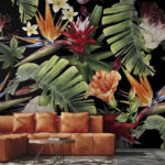 Wall murals Floral pattern with flowers and leaves