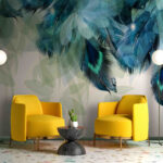 Wall mural Blue and green feathers