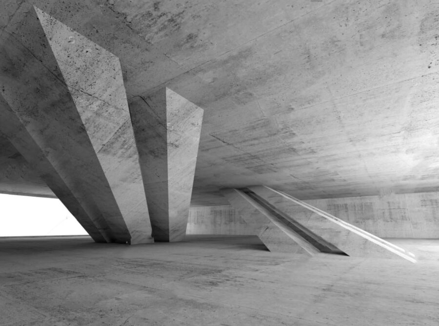 Concrete room with columns