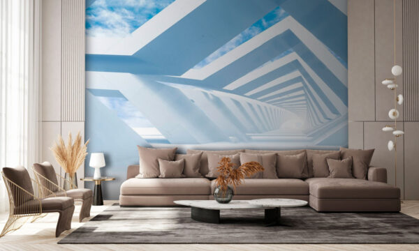 White structure with blue sky and clouds White structure with blue sky and clouds