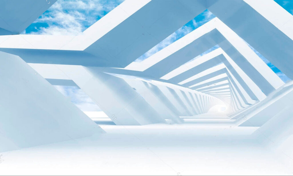 White structure with blue sky and clouds White structure with blue sky and clouds