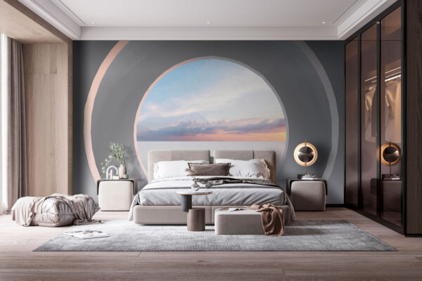 Wall murals Wall murals White room with a circular doorway (SKU: u72282)
