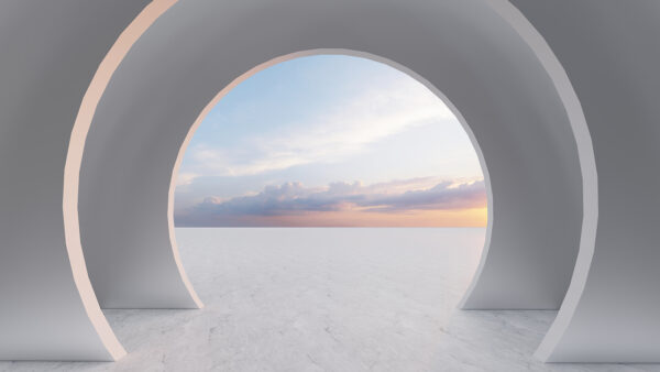 White room with a circular doorway White room with a circular doorway
