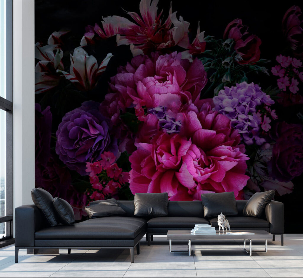 Group of flowers on a black background Group of flowers on a black background