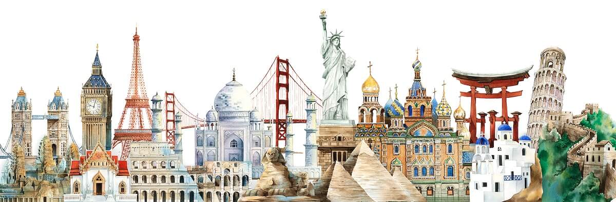 u72206p - Watercolor of a famous landmark - tegory
