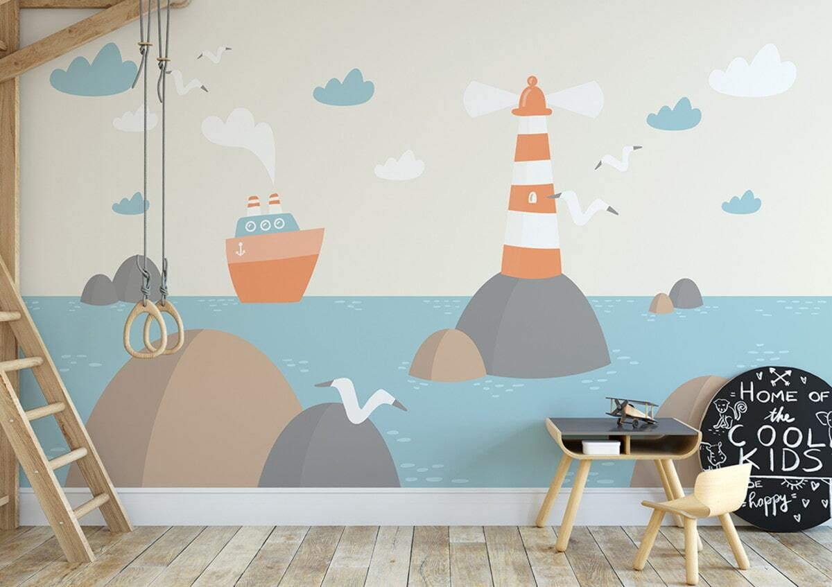 u72197pir1m - Cartoon of a lighthouse and a boat - tegory