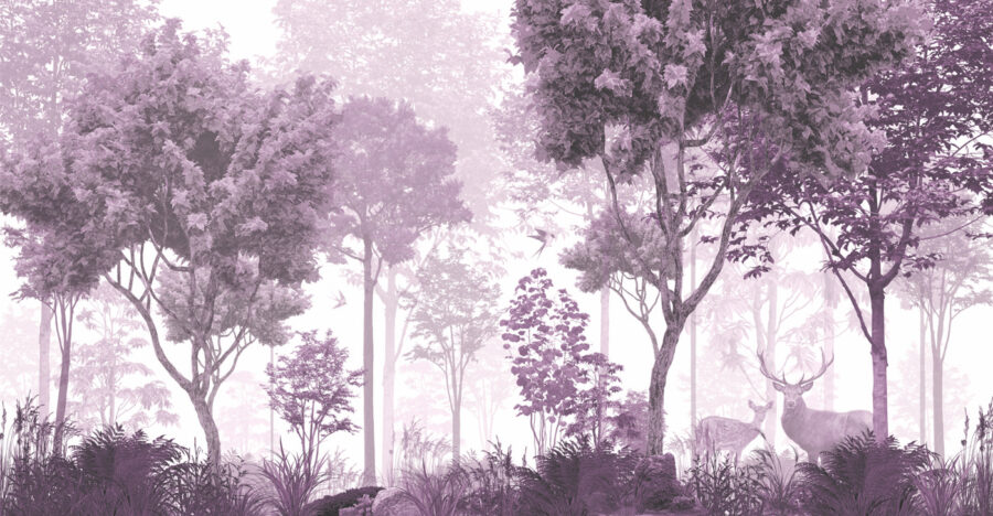 Wall murals A purple and white image of trees and plants - Image 4