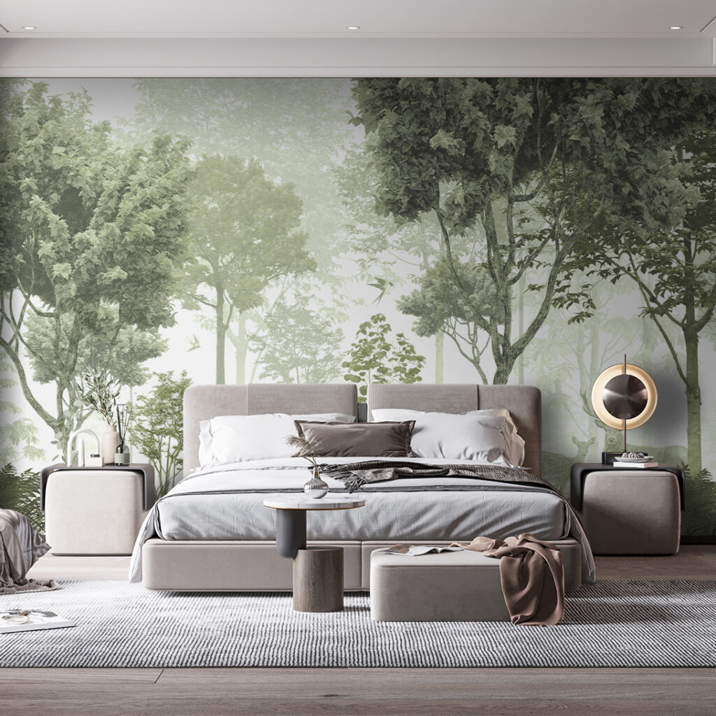 A forest with trees and plants