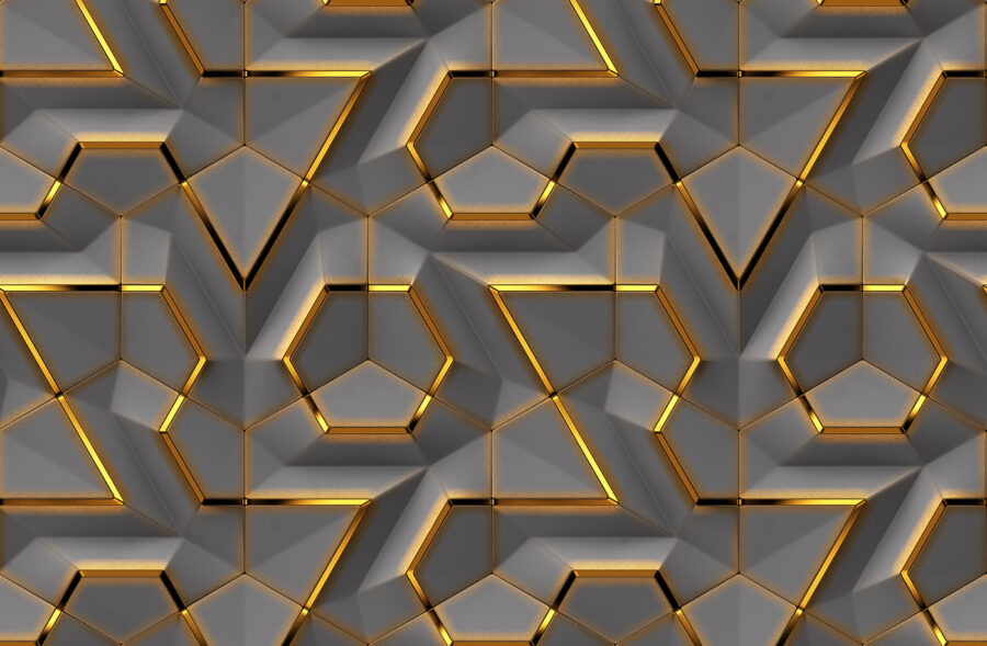 Wall murals Metallic honeycomb structure, luminous edges. - Image 4