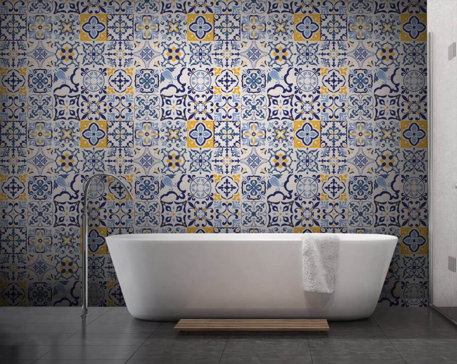 Wall murals Pattern of blue and yellow tiles - Image 3