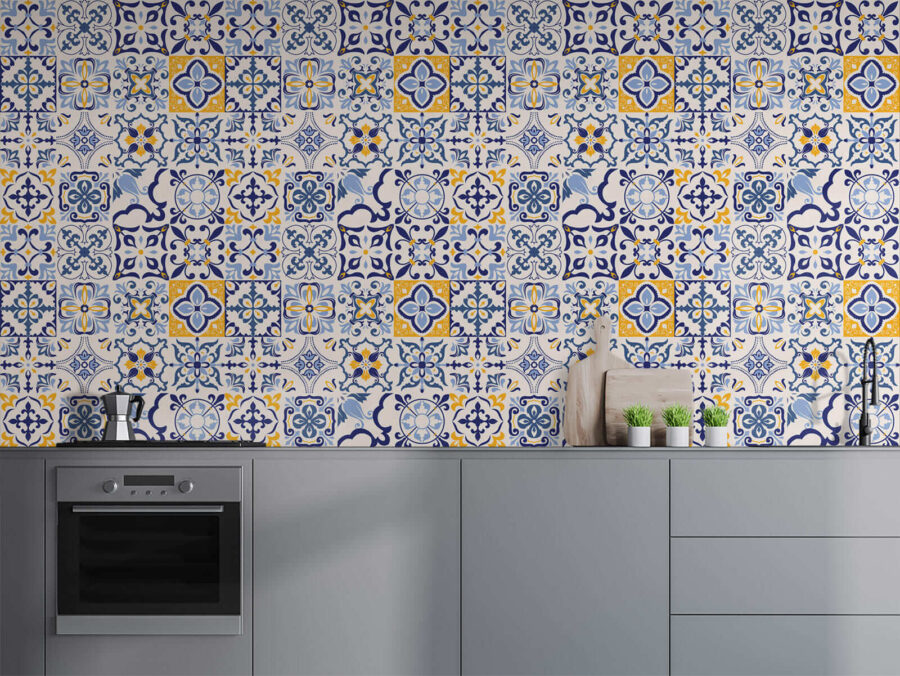 Wall murals Pattern of blue and yellow tiles - Image 2