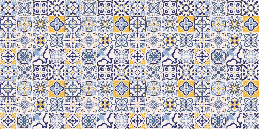 Wall murals Pattern of blue and yellow tiles - Image 4