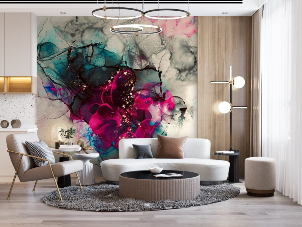 Colorful abstract fluid art composition