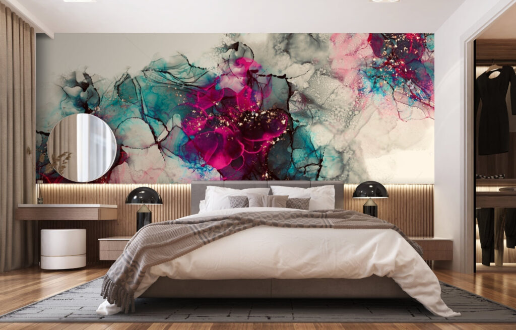 Colorful abstract fluid art composition