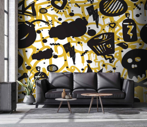 Wall murals Pattern of graffiti and objects (SKU: u71803) Wall murals Wall murals Pattern of graffiti and objects (SKU: u71803)