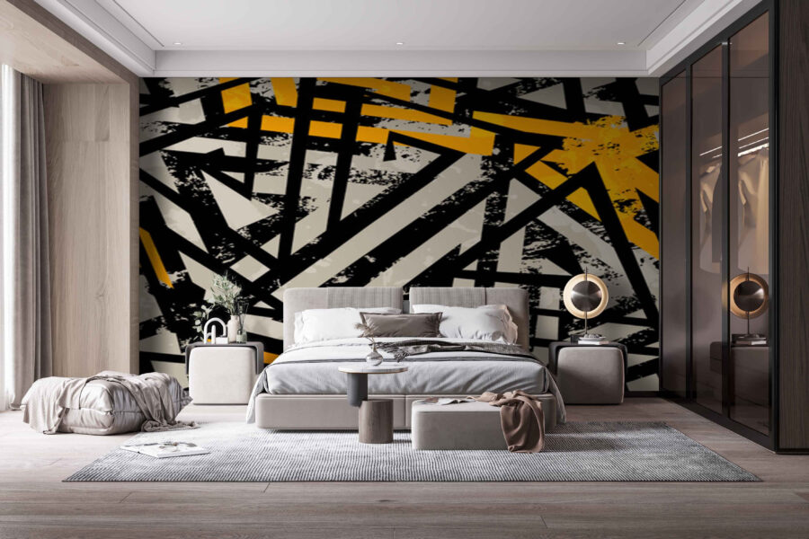 Wall murals Black and yellow pattern