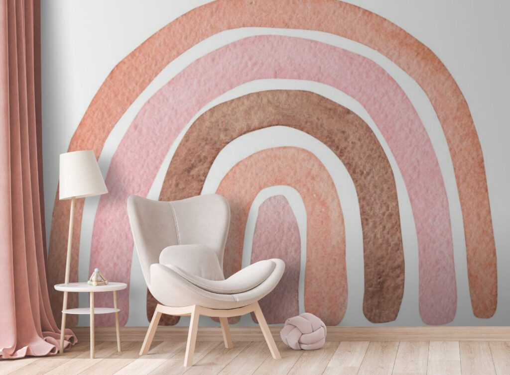 Watercolor rainbow on a white background