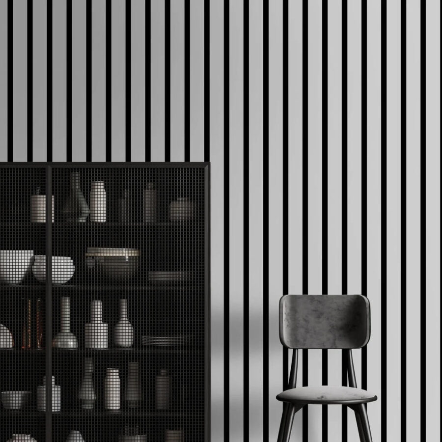 Wall murals Black and white vertical lines - Image 3