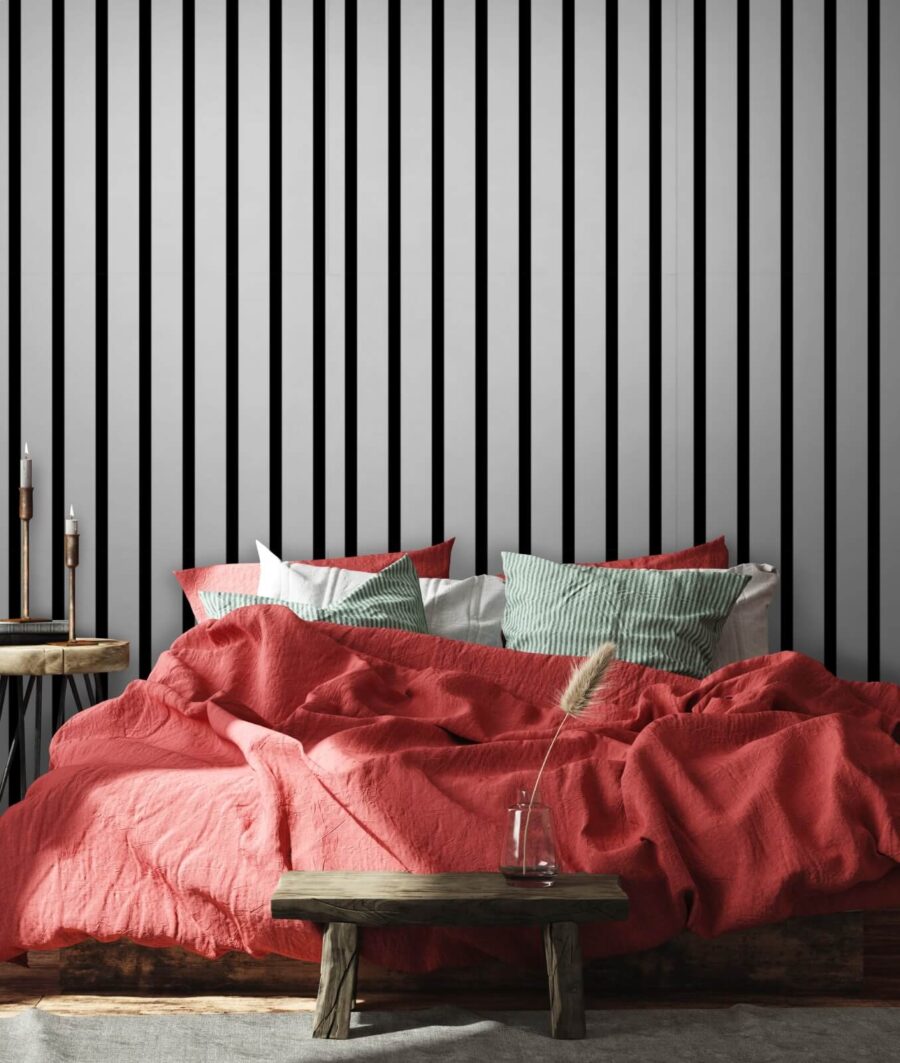 Wall murals Black and white vertical lines - Image 2
