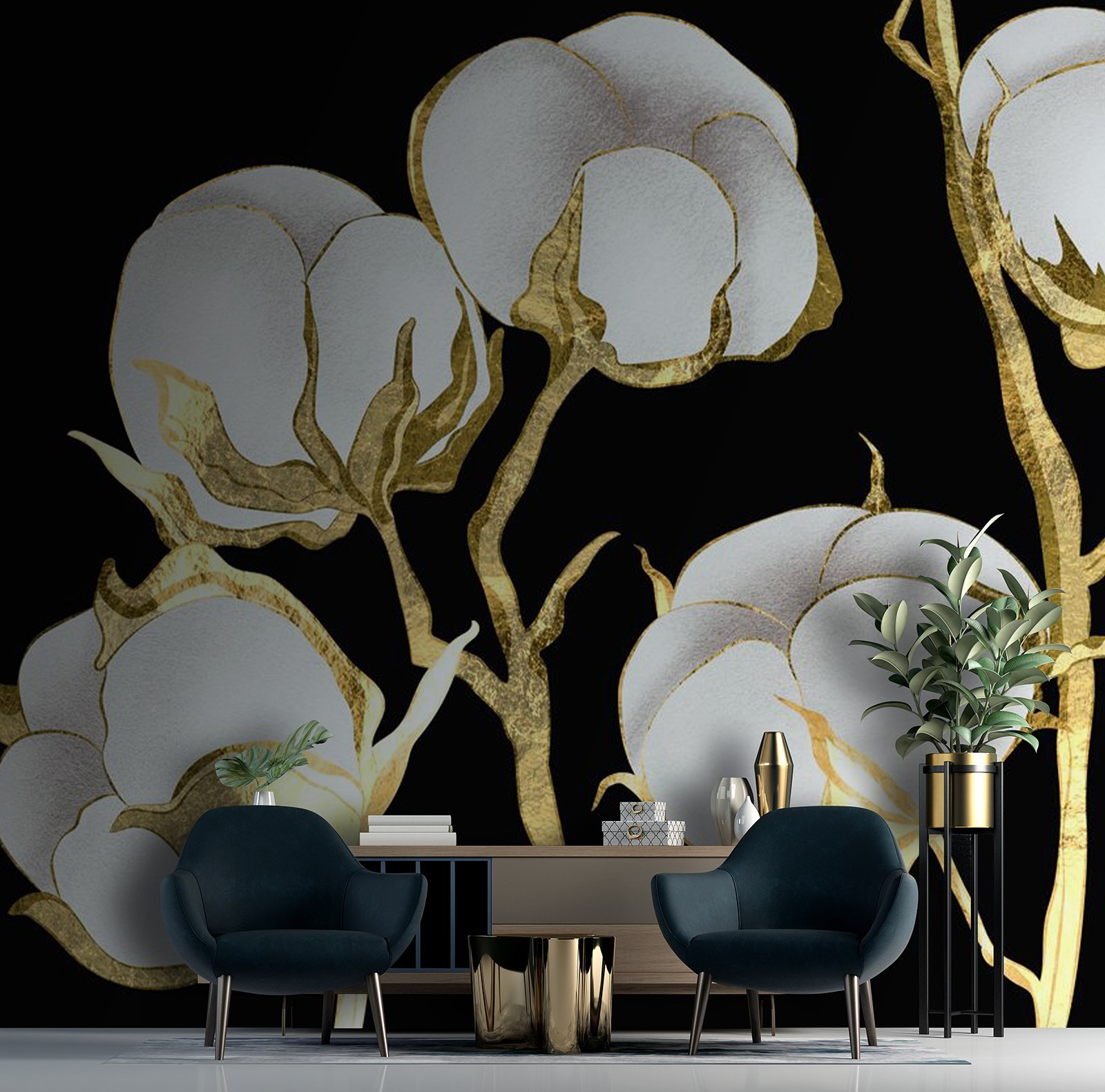 u71644pig1m - Cotton blooms on a dark backdrop - tegory