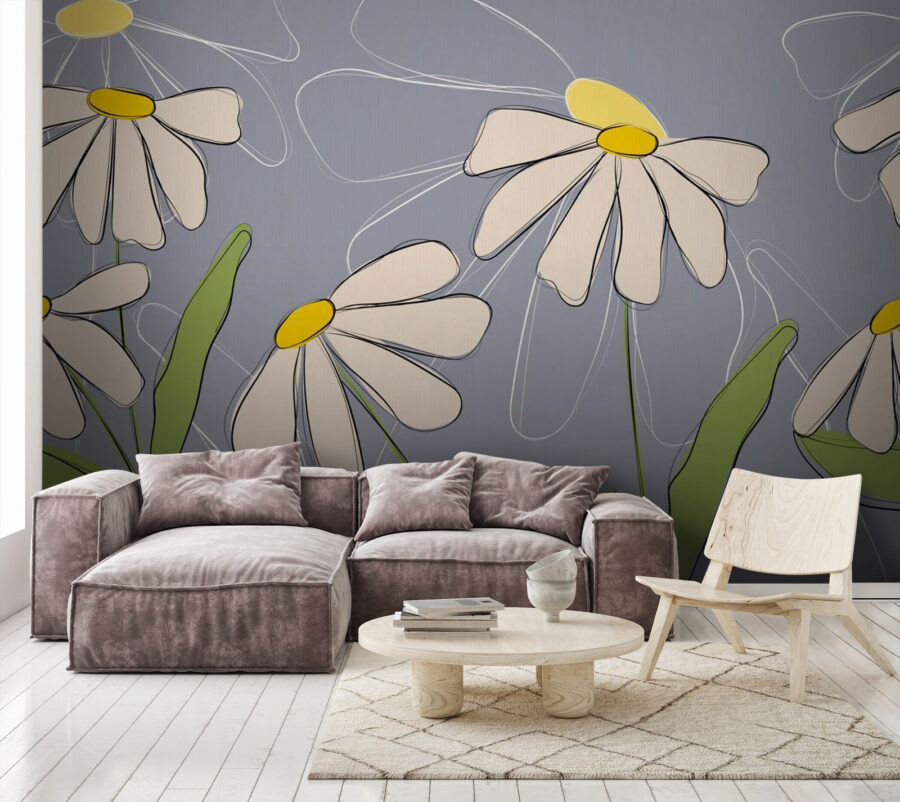 Drawing of flowers on a grey background u71643pig1m 900x802 - Drawing of flowers on a grey background - tegory