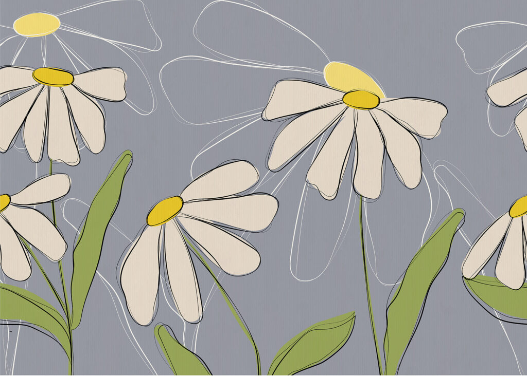 Drawing of flowers on a grey background Drawing of flowers on a grey background