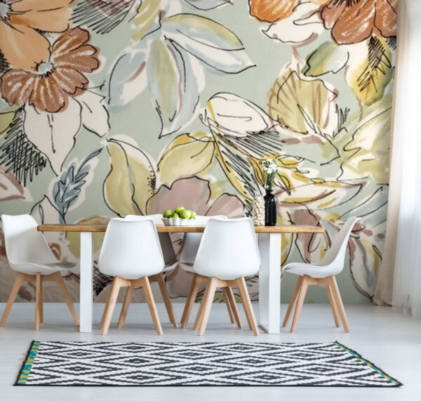 Wall murals Botanical patterns in soft pastel hues (SKU: u71531) Wall murals Wall murals Botanical patterns in soft pastel hues (SKU: u71531)