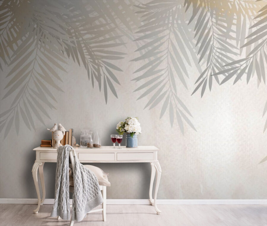Wall murals Delicate leaves on a soft background.