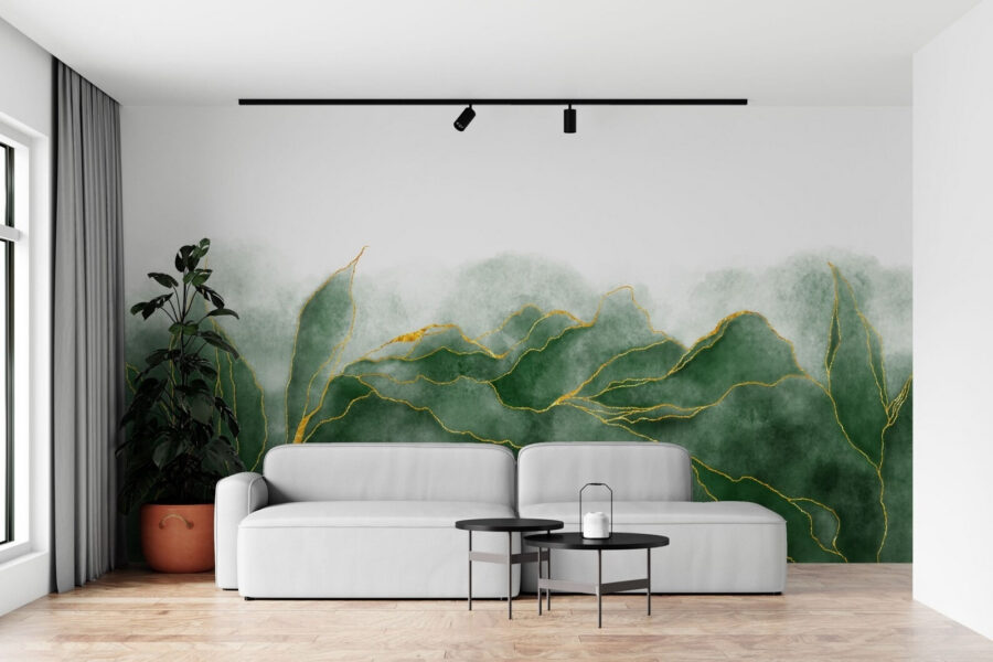 Soft green hues and delicate lines.