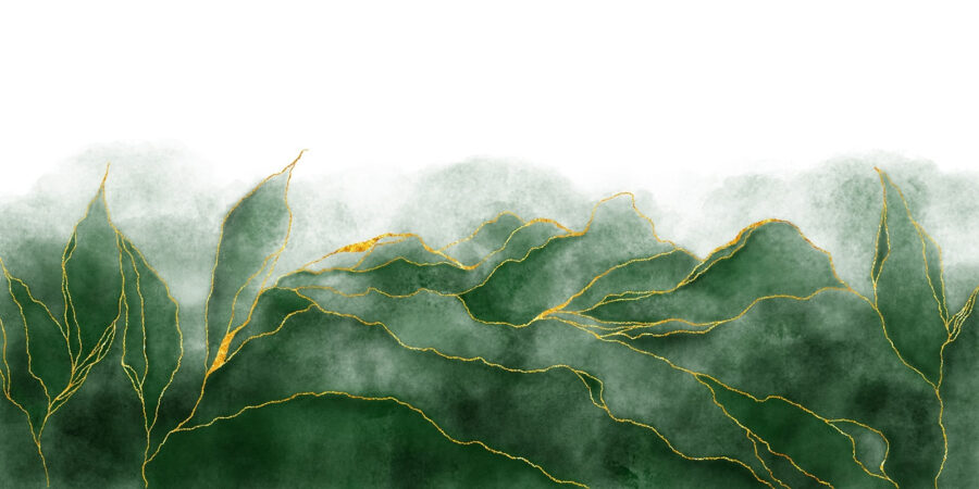 Soft green hues and delicate lines.