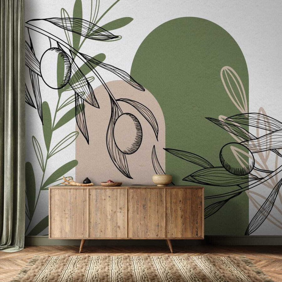 Drawing of olives on a branch Drawing of olives on a branch