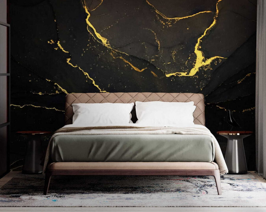 Black and gold marbled surface