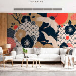 Wall murals Art of cranes flying in the sky