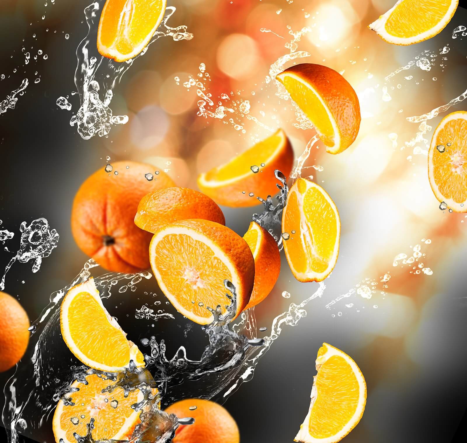 u64881p - Oranges falling into water with water splashing - tegory