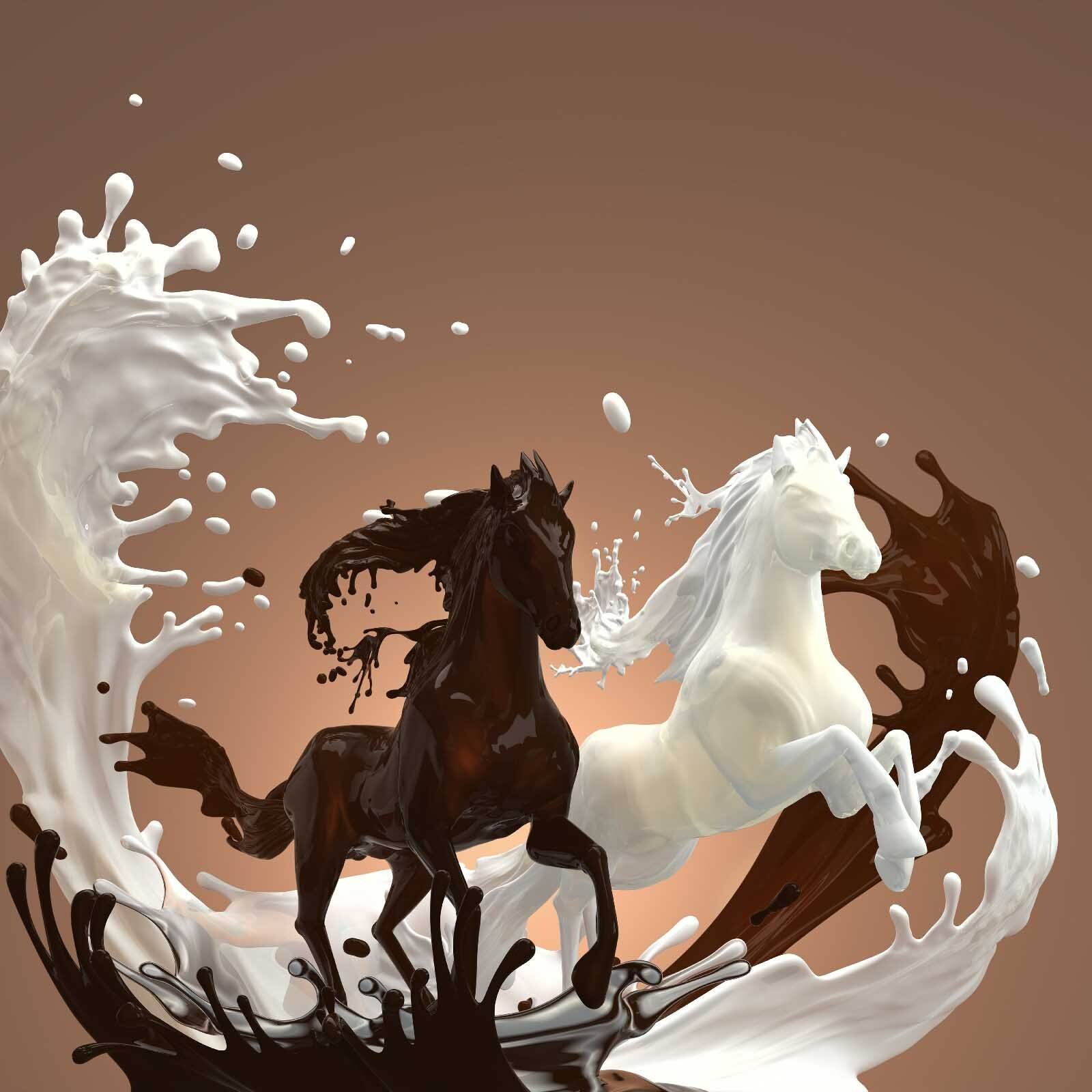 Horse with milk splashing around it u64873p - Horse with milk splashing around it - tegory