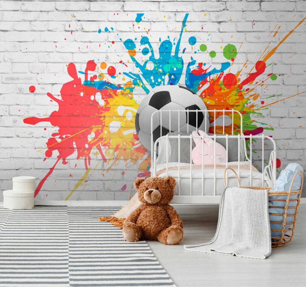 Football ball on a brick wall