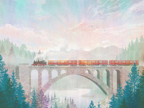 Train on a bridge