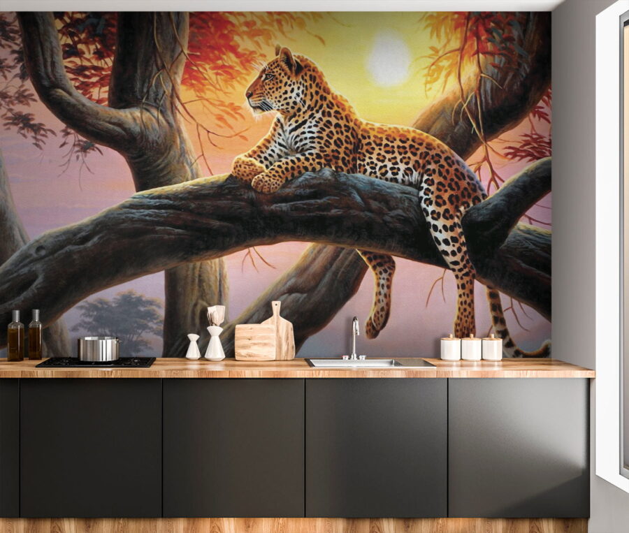 Wall murals Leopard lying on a tree branch - Image 10