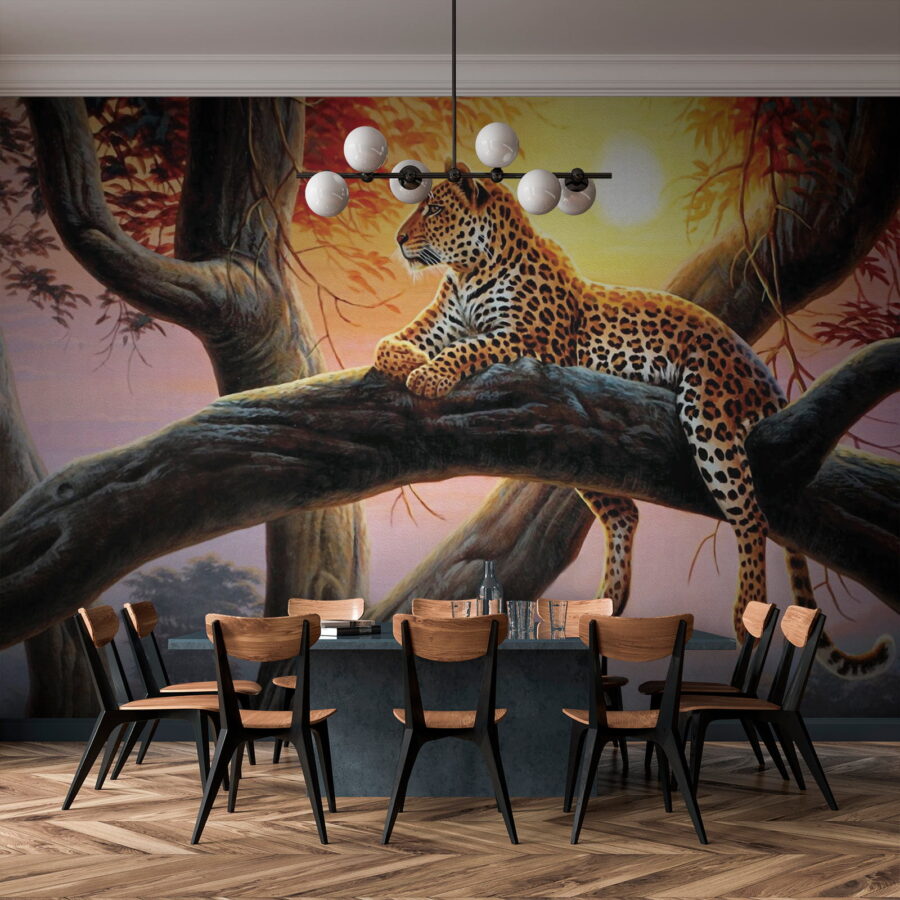 Wall murals Leopard lying on a tree branch - Image 9