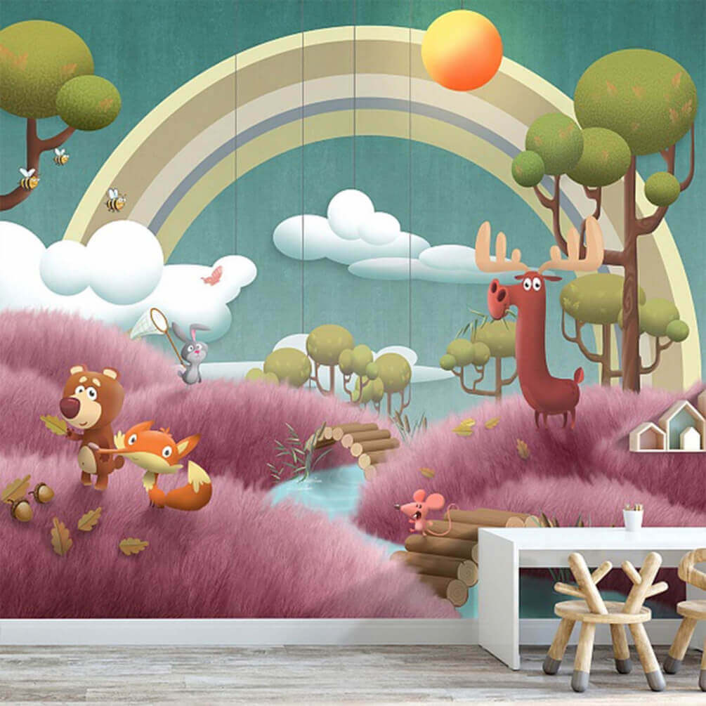 Cartoon scene with animals and a river u62475pir1m - Cartoon scene with animals and a river - tegory