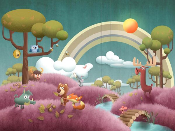 Cartoon scene with animals and a river u62475p 600x450 - Cartoon scene with animals and a river - tegory