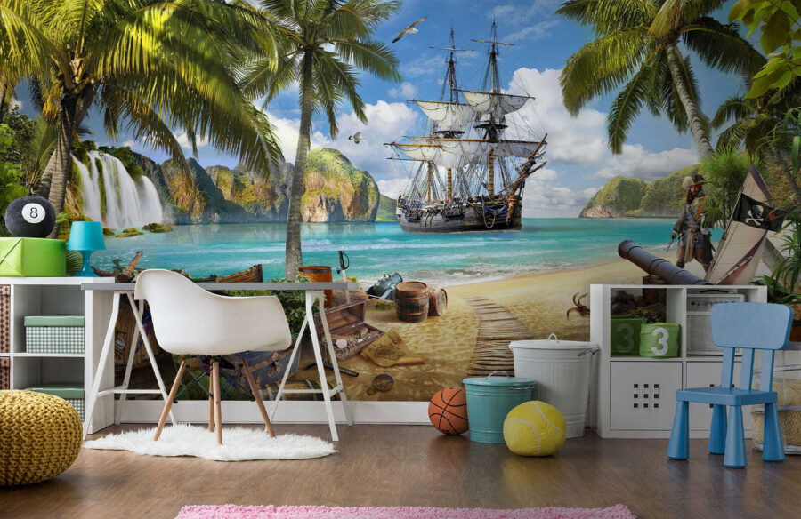 Pirate ship on a beach