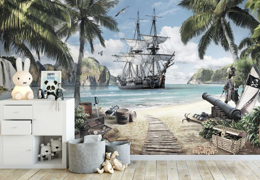 Pirate ship on a beach