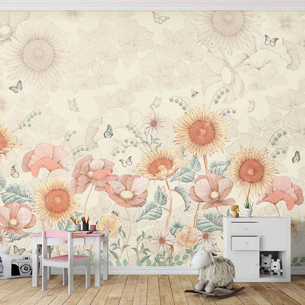 Wallpaper with flowers and butterflies u62418pir1m - Wallpaper with flowers and butterflies - tegory