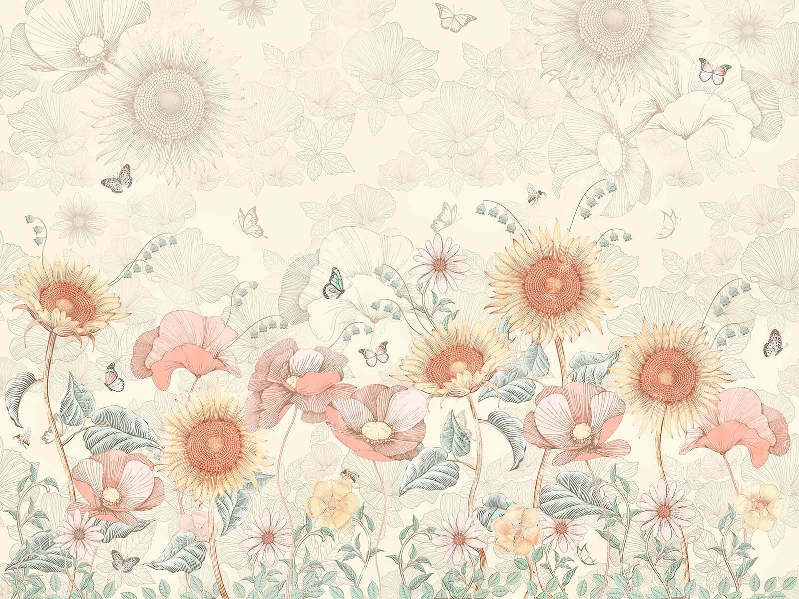 Wallpaper with flowers and butterflies u62418p - Wallpaper with flowers and butterflies - tegory