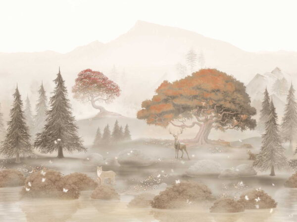 Painting of a forest with trees and mountains u62117p 600x450 - Painting of a forest with trees and mountains - tegory