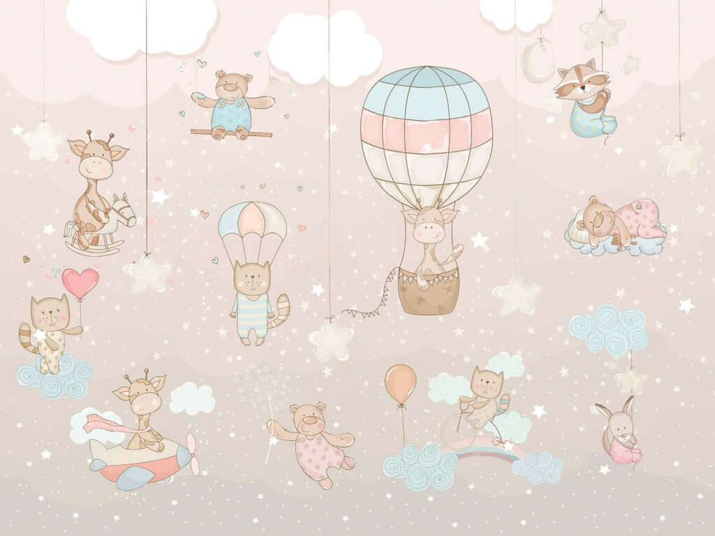 u62108p 1024x768 - Wall mural of animals and balloons - tegory