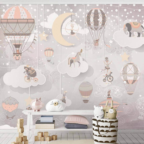 Group of hot air balloons and animals Group of hot air balloons and animals