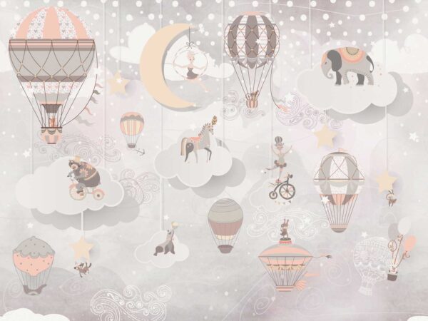 Group of hot air balloons and animals Group of hot air balloons and animals