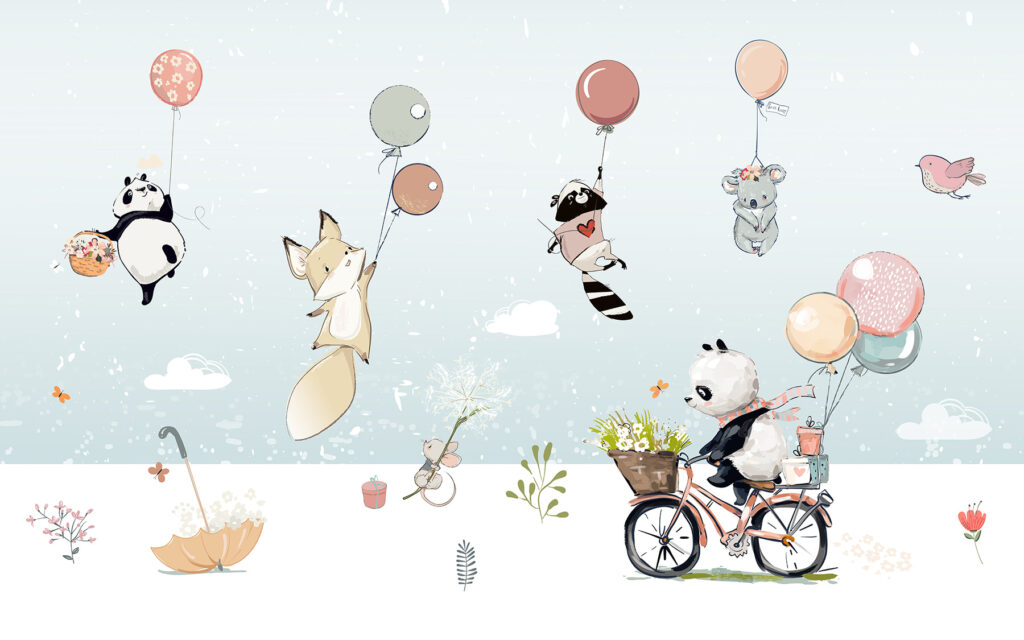 Cartoon of animals on a bicycle Cartoon of animals on a bicycle